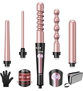 USHOW Curling Iron, Curling Wand Set, (Rose Gold, 5 Piece Set)