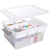Citylife 17 QT Plastic Storage Box with Removable Tray Craft Organizers and Storage Clear Storage...