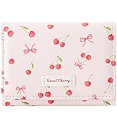 Sunwel Fashion Girls Cute Cherry Print Coquette Bow Wallet Small Wallet Card Holder ID Window for...