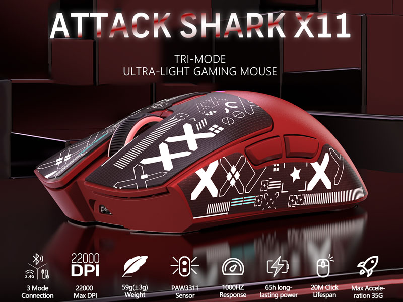 Red Gaming Mouse with Anti-slip Stickers