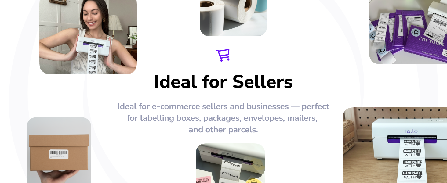 ideal for ecommerce sellers businesses labelling boxes packages envelopes mailers parcels