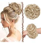 FESHFEN Large Messy Bun Hair Piece - Wavy Synthetic Chignon Scrunchies Elastic Ponytail Hair Exte...