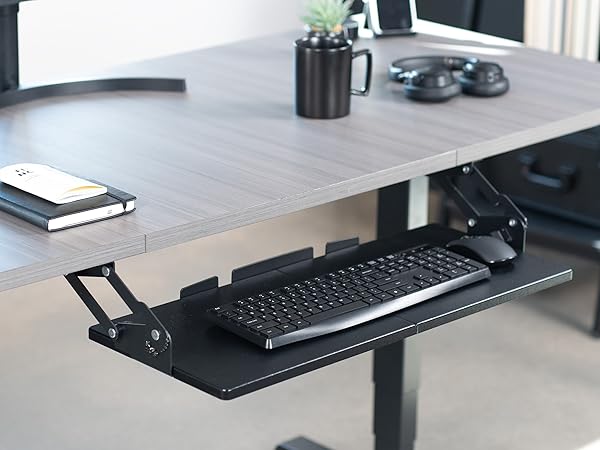 Under Desk Keyboard Tray with Swinging Height Adjustment