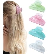 ACECHA 4 Pack Acrylic Hair Claw Clips for Women, 3.1" Shiny Nonslip Hair Grip Hairclips for Thin ...