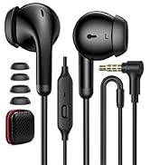 TOPAUX 3.5mm Wired Earbud in-Ear Right Angle Headphone with Mic | Back to School Supply Computer ...