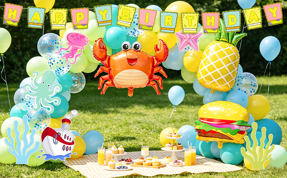 cartoon sponge balloons garland arch kit