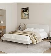 Acanva Modern Minimalist Upholstered Platform Bed Frame with Headboard, Mattress Foundation Base ...