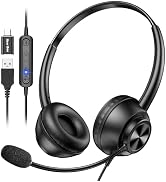 New bee - Auriculares de computadora con micrófono para PC, auriculares con cable con USB-A y USB...