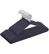 JS HANGER Metal Hangers 16.5" Coat Hangers - Extra Thick Wire Hangers with Non Slip Matt Black Ru...