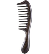 Louise Maelys Wide Tooth Hair Comb Black Sandalwood Detangler Comb for Curly Hair
