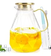 Yirilan Glass Pitcher, 3 Liter Water Pitcher With Lid, Iced Tea Pitcher for Fridge, Glass Water C...