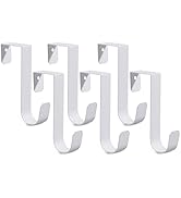 6 Pack Over The Door Hooks, Sturdy Metal Single Over Door Hooks, White Door Hanger Hook Door Hook...