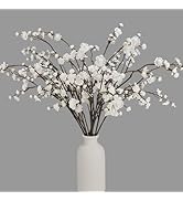 Geegoods 10 Stems White Faux Flowers for Vase – Real Touch Baby Breath Branches, Long Stem Artifi...