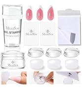 MelodySusie French Tip Tool, Long & Short Nail Stamp, 11PCS | 2 Silicone Nail Stampers, 6 Replace...