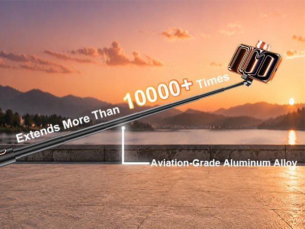 Selfie stick with durable telescopic aluminum alloy pole for smooth extension and long-lasting use