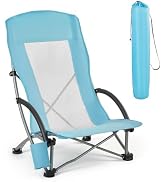 VEVOR Folding Beach Chair, High Back Camping Chairs for Adults, with Cup Pocket, Mesh Back, Carry...