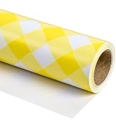 RUSPEPA Wrapping Paper - Mini Roll - Yellow Plaid White Background Design Perfect for Wedding, Bi...