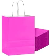 Bakepacker 24Pcs Paper Gift Bag with Handles Bulk Rosy Paper Bags Multiple Uses (8.3"x6"x3.15", S...