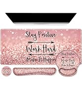 iCasso Mouse Pad,Large Pink Desk Mat Set, 4in1 XXL Mousepad + Keyboard Wrist Rest+Mouse Wrist Res...