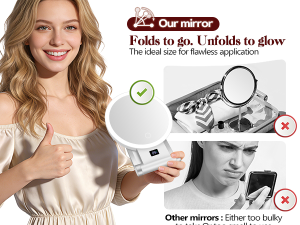 travel mirror with light