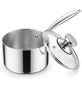 Homikit 1 Quart Saucepan, Tri-Ply Stainless Steel Sauce Pan with Lid, 1QT Small Induction Cooking...