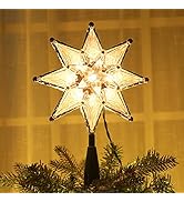 Brizled Star Christmas Tree Topper, 8" Lighted Double-Sided Star Treetop, 8-Point Star Xmas Tree ...