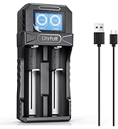 Dlyfull 18650 Battery Charger 2 Bay, LCD Display Lithium Battery Charger with USB-C Speed Chargin...