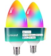 Linkind Matter Smart Light Bulbs, E12 Led Bulb Compatible with Alexa, 500LM Smart Bulbs for Chand...