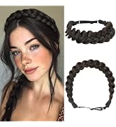 CJL HAIR Wide Elastic Braided Headbands for Women with Adjustable Strap Synthetic Hair Head Bands...