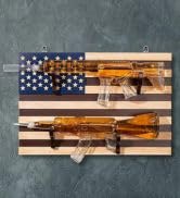 2 Gun Whiskey Decanters Set AR15 and AK47 Gun Decanter 1000ml American Flag Wall Rack by The Wine...