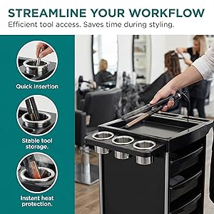 Stainless Steel Hair Styling Station Dryer, Hot Tools, Holder Tube Organizer