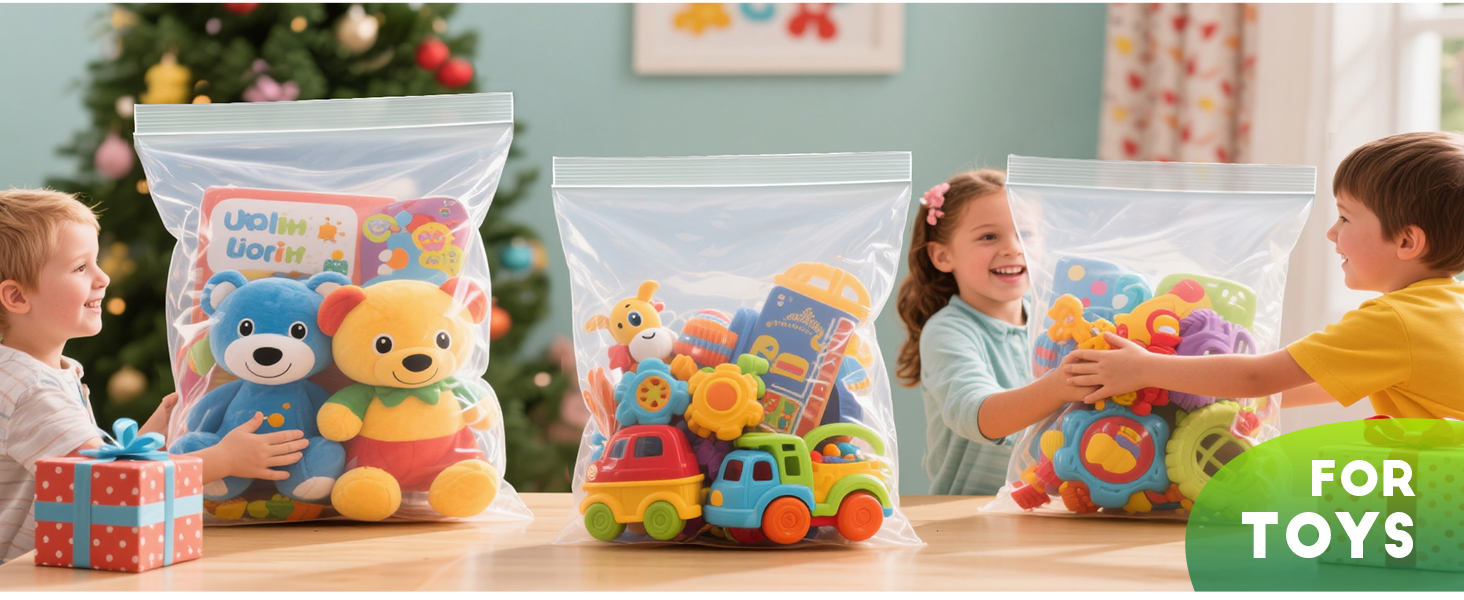Extra Large Clear Zipper Bags Reusable for Toys