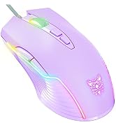 SIMGAL RGB Gaming Mouse Wired, 6400 DPI & 7 Buttons, Lilac | USB optical mouse - 6 adjustable DPI...