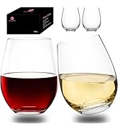 Stemless Wine Glasses Set of 4-20 oz, Leadfree, Dishwasher-Safe, Perfect for Poolside, Outdoors, ...