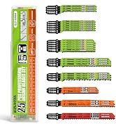 EZUVITA 25-Piece Jigsaw Blades Set with Storage Case–CR-V&HSS Steel, Assorted T-Shank Replacement...