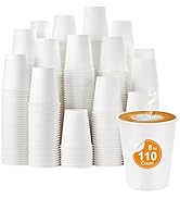 Sowinvent 8 oz Disposable Paper Coffee Cups, White Hot/Cold Beverage Drinking Cup for Water Juice...