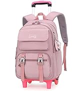 ZHANAO Rolling Backpack Luggage BookBag with Wheels Trolley Bag Wheeled Travel Backpack for Girls...
