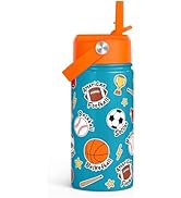 SANDJEST Water Bottle with Straw Lid 12oz Insulated Stainless Steel for Kids, Travel Tumbler, Gif...