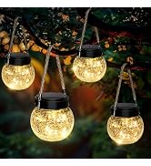 ROSHWEY Solar Lantern Gifts for Women, 4 Pack Hanging Garden Decor Solar Lights Outdoor Waterproo...