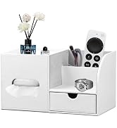 Square Tissue Box Cover with Tray and Organizer,Multi-Functional Decor Cube Tissue Box Holder,Tis...