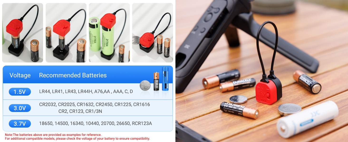 Magnetic Compact Battery Tester,Universal Battery Checker with Indicator Lights for AA AAA C CR2032