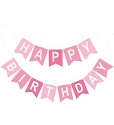 Pre-Strung Pink Happy Birthday Banner NO DIY Birthday Party Banner Happy Birthday Sign Birthday H...