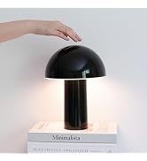 Brightech Celia Small Lamp – 10" Touch-Controlled Mushroom Table Lamp, Cordless & Dimmable LED, P...