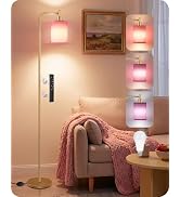 GOEBLESON Dimmable Floor Lamp for Living Room with Remote and Foot Switch, Modern Standing, Corne...