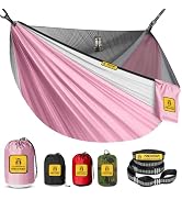 Kids Camping Hammock with Mosquito Net, 450 lbs Portable Hammock with Tree Straps,2-in-1 Double/S...