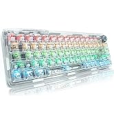 ZDawnn Transparent keycaps Mechanical Gaming Keyboard.68keys with RGB Backlit. Bluetooth/2.4Ghz W...