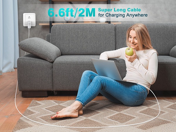 6.6ft/2M Super Long Cable for Charging Anywhere