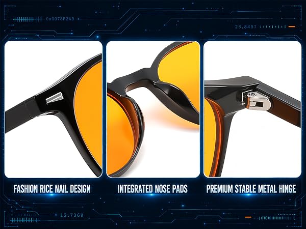 FASHION RICE NAIL DESIGN, INTEGRATED NOSE PADS, PREMIUM STABLE METAL HINGE