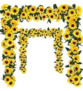 4 Pack Artificial Sunflower Garland Decor,7.5ft Artificial Sunflower Garland Hanging Sunflower Vi...
