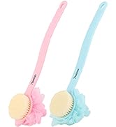 Tbestmax Loofah Back Scrubber Long Handle Shower Body Brush with Soft Mesh Sponge for Women Skin ...